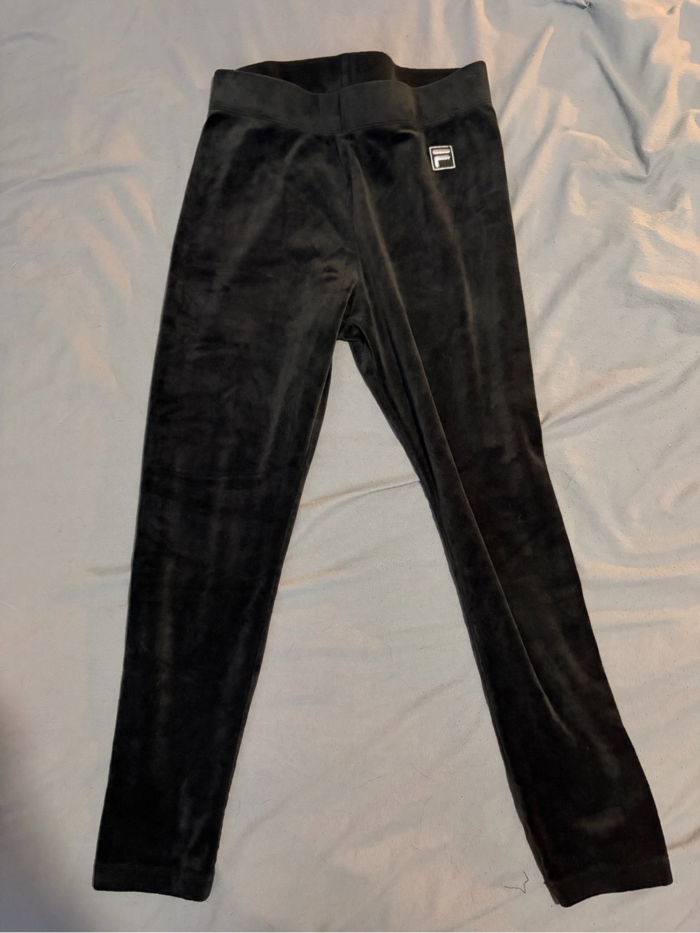 Vintage Fila Black Velour Leggings with Logo